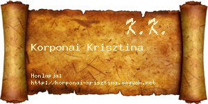 Korponai Krisztina névjegykártya